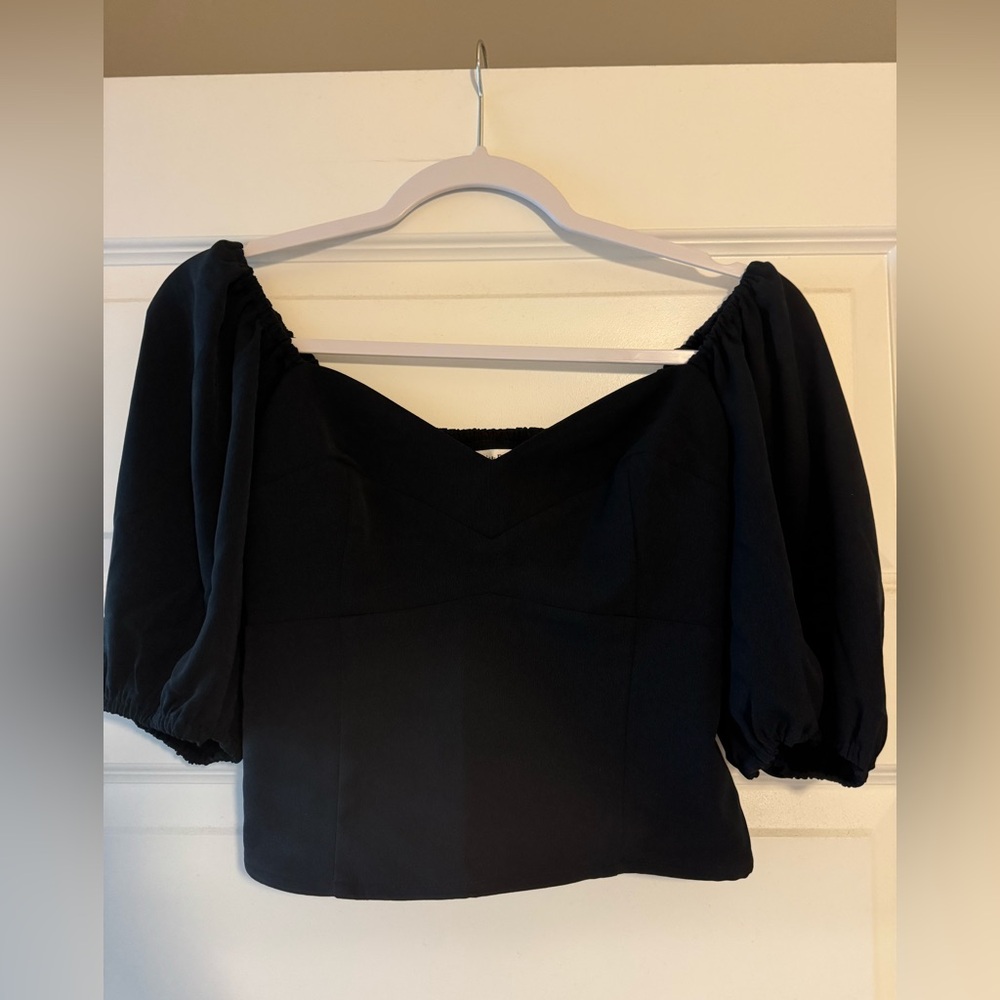 Abercrombie & Fitch Black Puff Sleeve Blouse